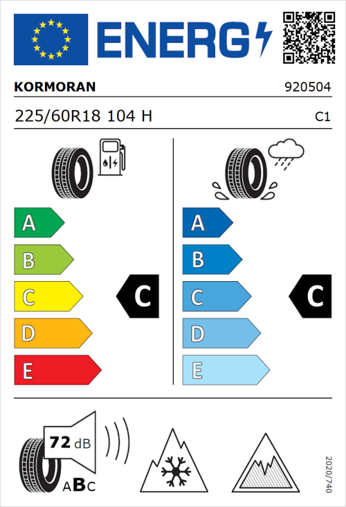 Tyre Label for Kormoran SUV Snow 225/60R18 104H