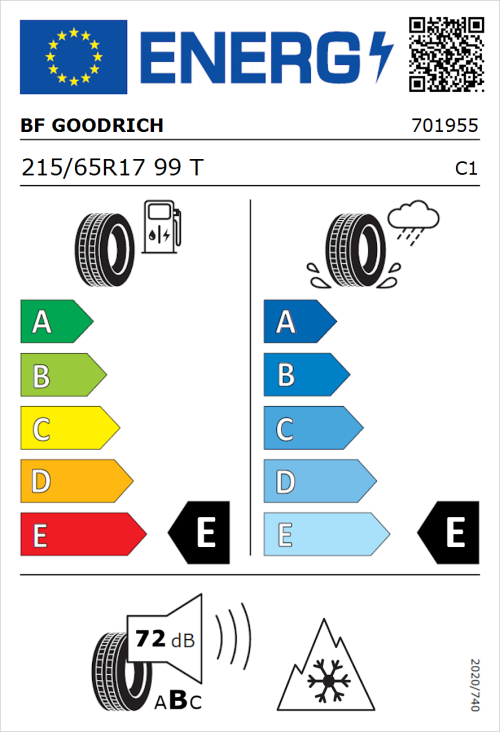 Tyre Label for BF Goodrich Trail-Terrain T/A 215/65R17 99T